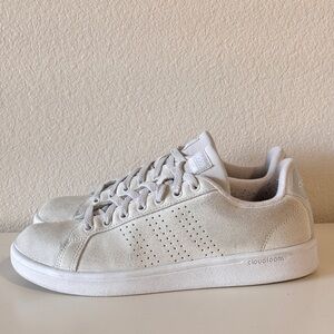 adidas Cloudfoam Suede Tennis Sneakers in Light Gray